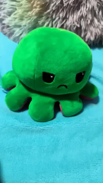 Pulpo de peluche reversible verde - miniatura 1