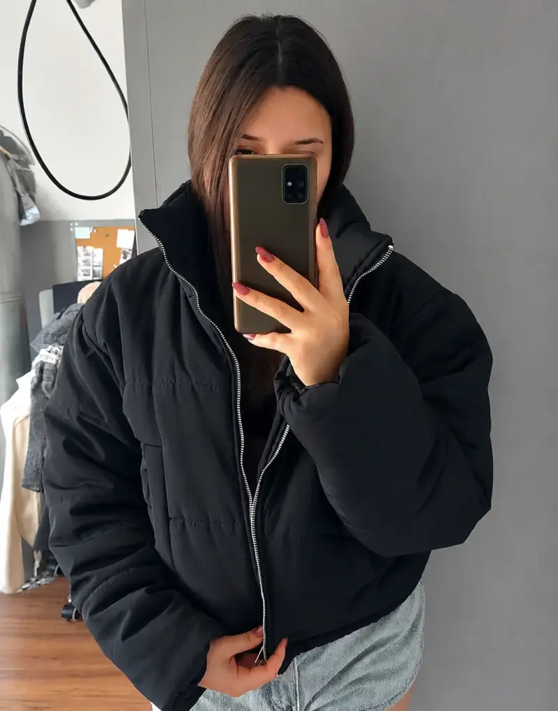 Chaqueta acolchada negra para mujer - 1