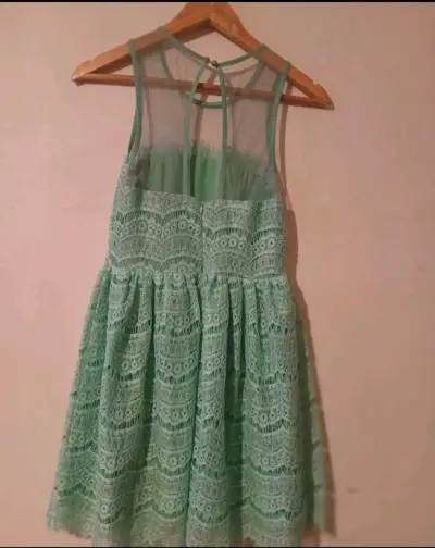 Vestido de encaje verde menta elegante - miniatura 2