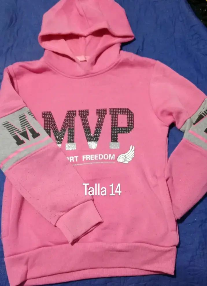 Polerón rosa con capucha MVP para niña