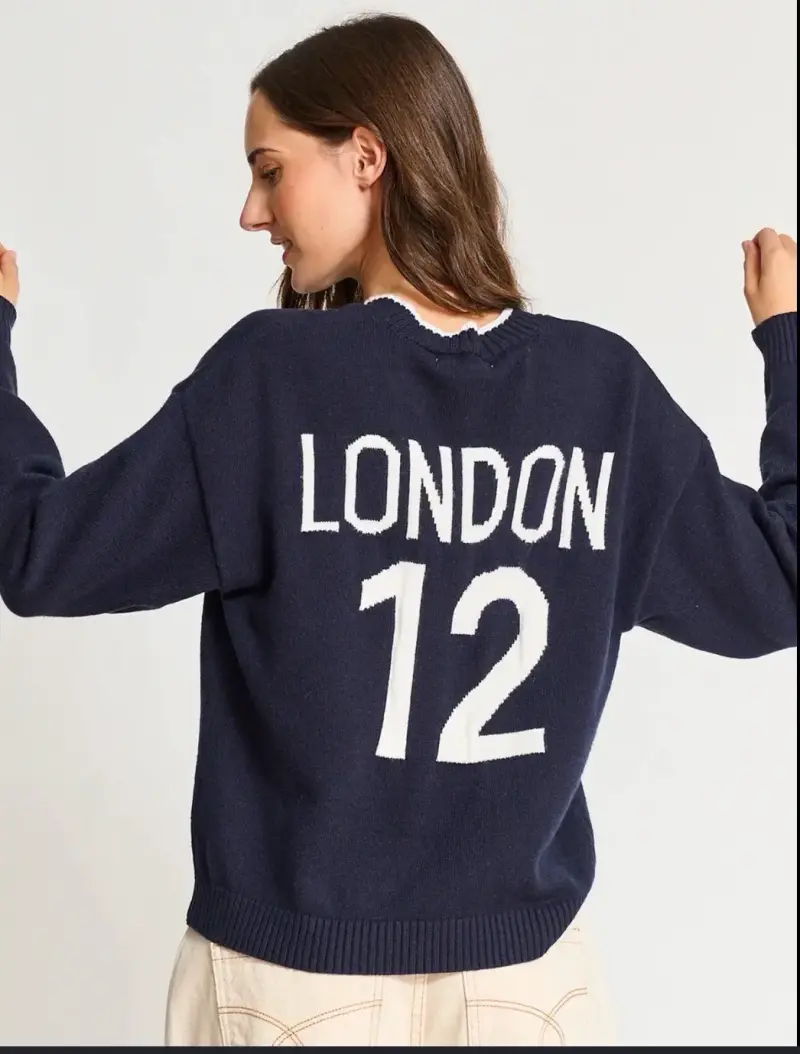 Suéter azul marino mujer Oversize - 2