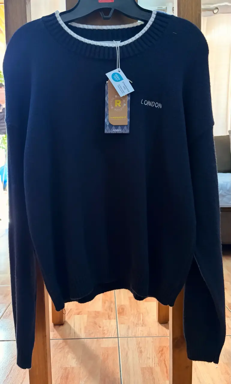 Suéter azul marino mujer Oversize - 3