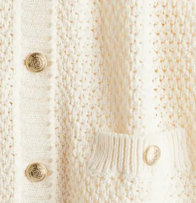 Cárdigan de punto beige con botones - miniatura 2