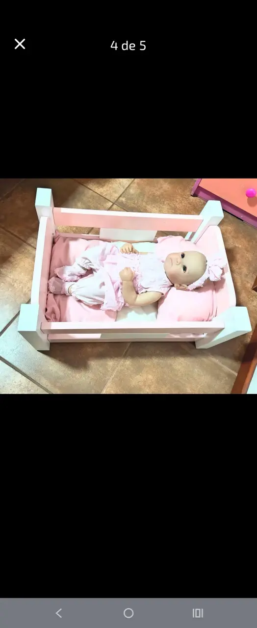 Cama de muñecas de madera rosa - 2