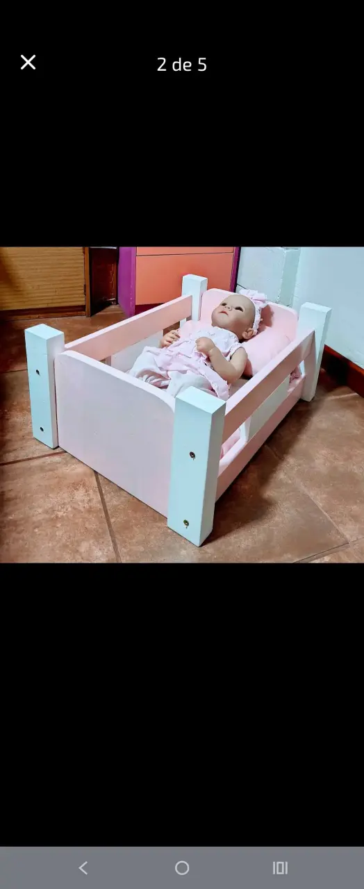 Cama de muñecas de madera rosa - 3