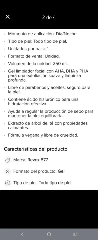 Limpiador facial Revox Zitcare AHA-BHA-PHA - miniatura 3