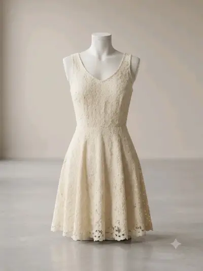 Vestido de encaje beige elegante - miniatura 1