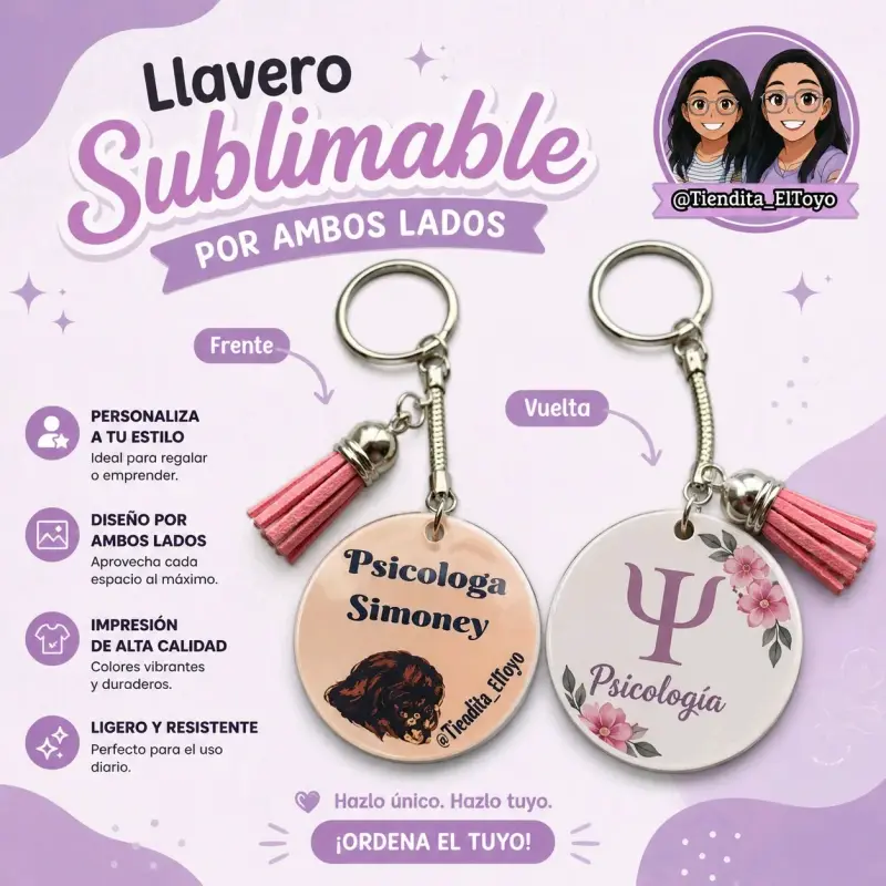 Llavero sublimable personalizado doble cara