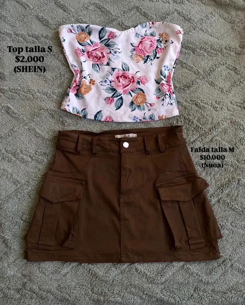 Falda marrón con bolsillos talla M