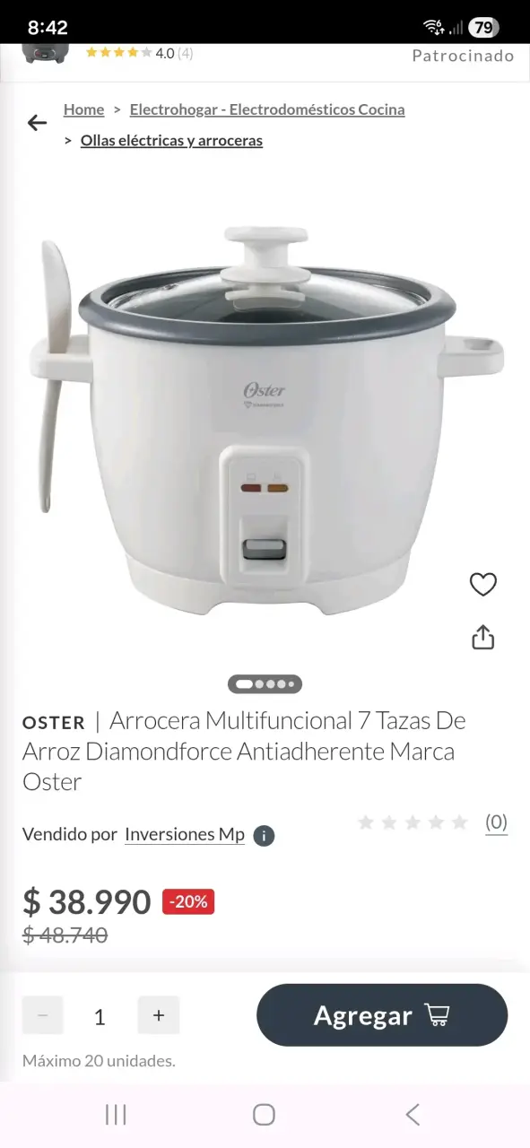 Arrocera Oster DiamondForce 1.8L blanca - 2