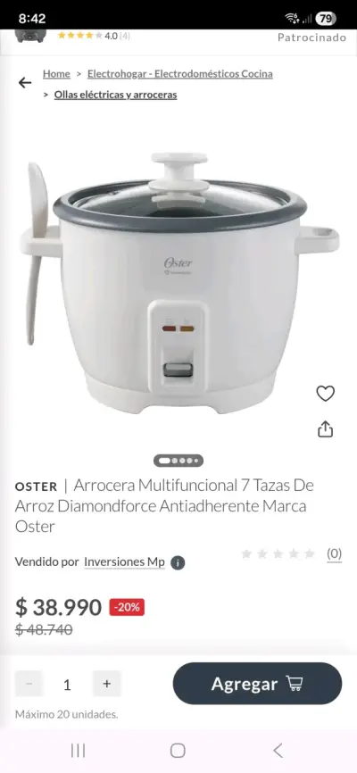 Arrocera Oster DiamondForce 1.8L blanca - miniatura 2