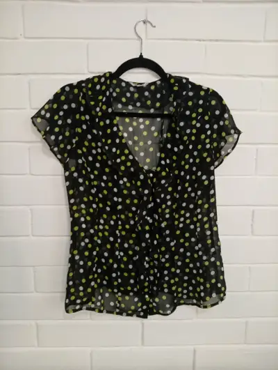 Blusa de gasa con lunares multicolor - miniatura 1