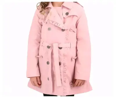 Abrigo infantil rosa con volantes - miniatura 1