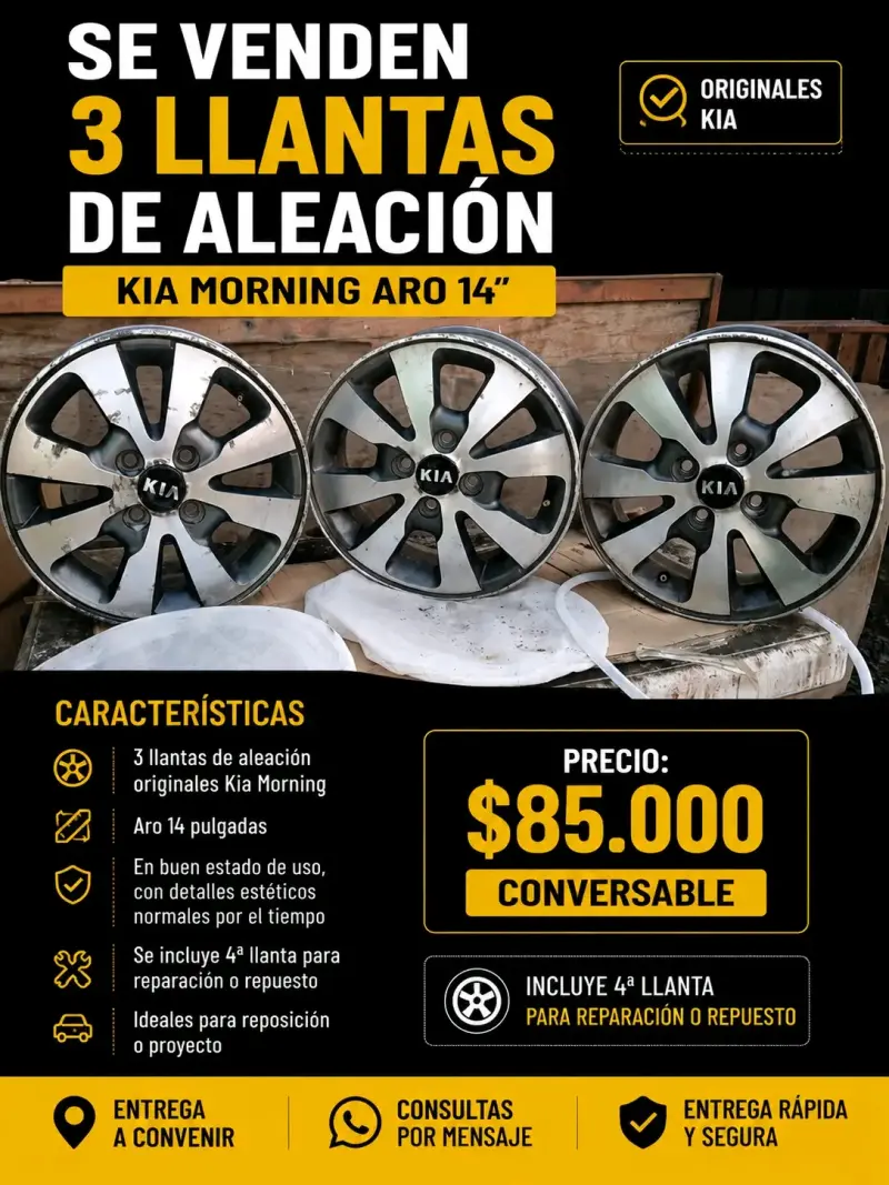 Llantas Kia Morning aro 14 usadas - 4