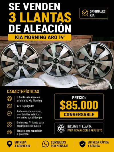 Llantas Kia Morning aro 14 usadas - miniatura 4