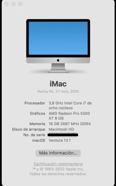 iMac Retina 5K 27-i 2020 tope de línea único dueño - miniatura 1