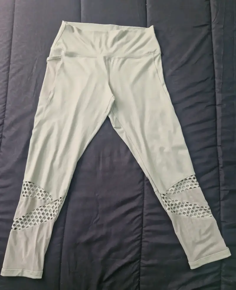 Leggings deportivos gris con diseño calado L - 1
