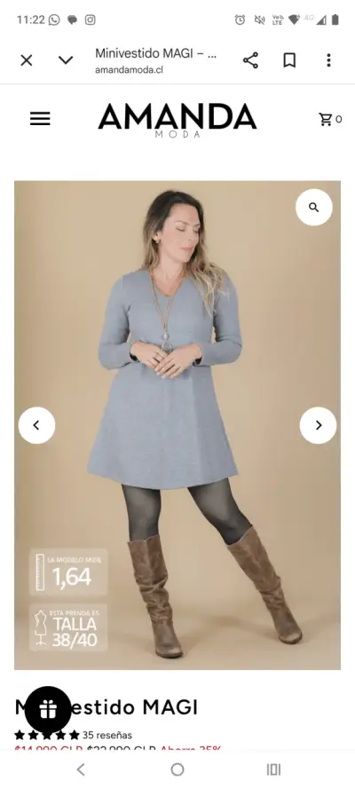 Minivestido gris casual Amanda Moda - miniatura 1