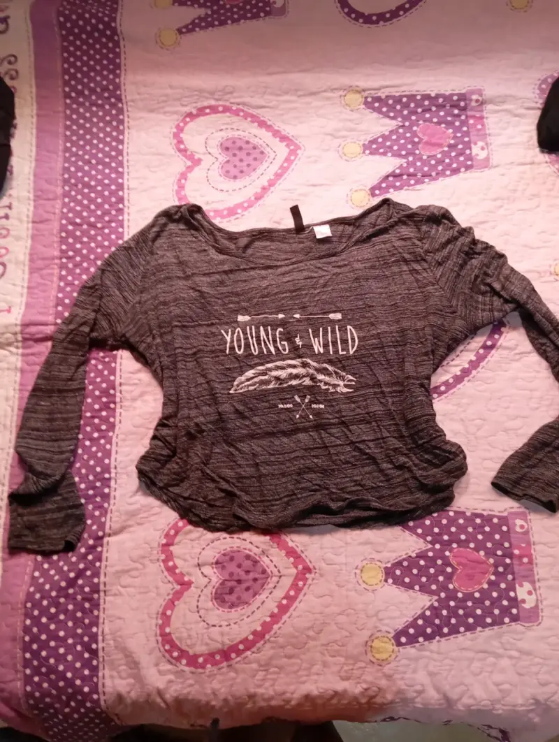 Polera manga larga gris 'Young & Wild'