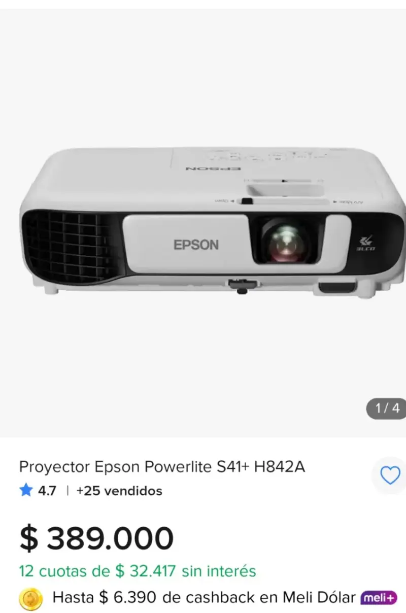 Proyector Epson PowerLite S41+ H842A