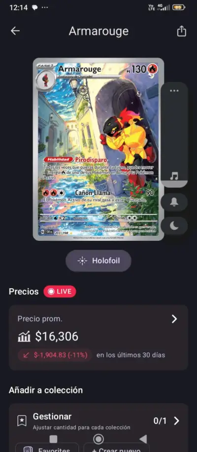 Carta Pokémon Armarouge holográfica - miniatura 2