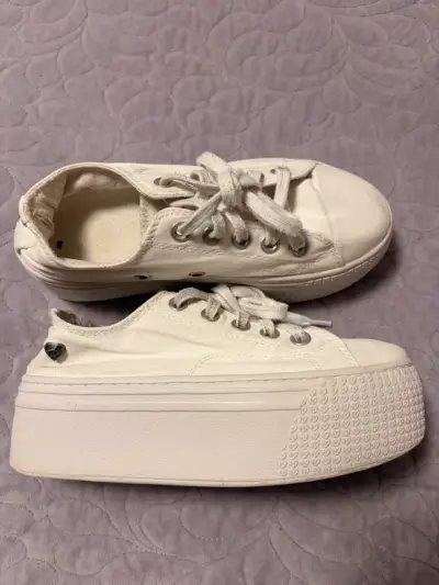 Zapatillas blancas de lona con plataforma  Cmoran - miniatura 1