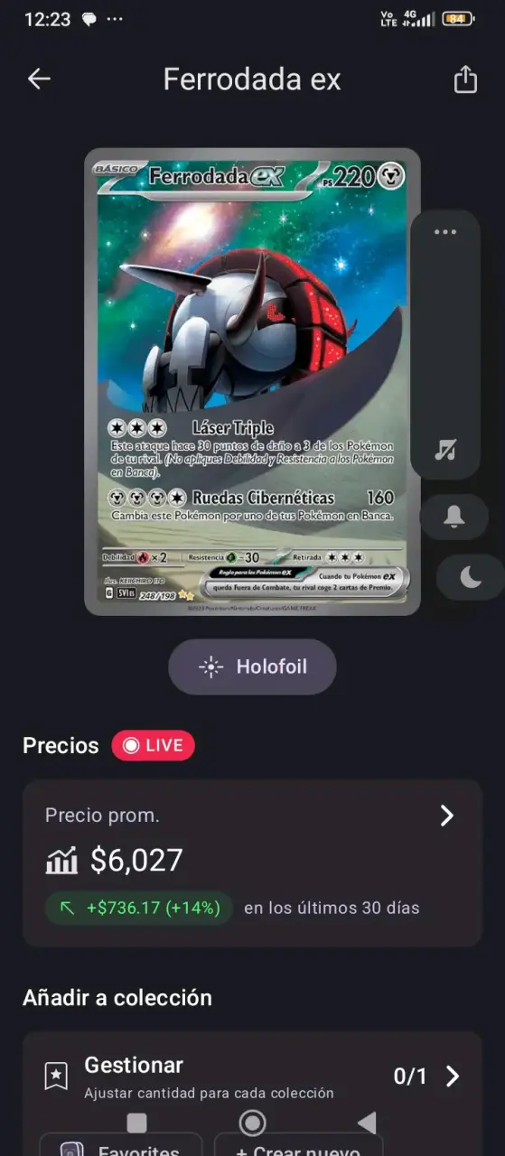 Carta Pokémon Ferrodrada EX holográfica - 2