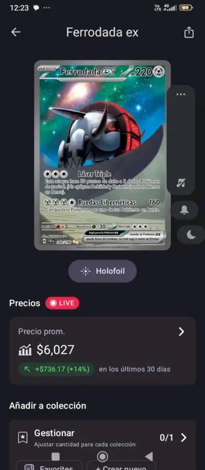 Carta Pokémon Ferrodrada EX holográfica - miniatura 2