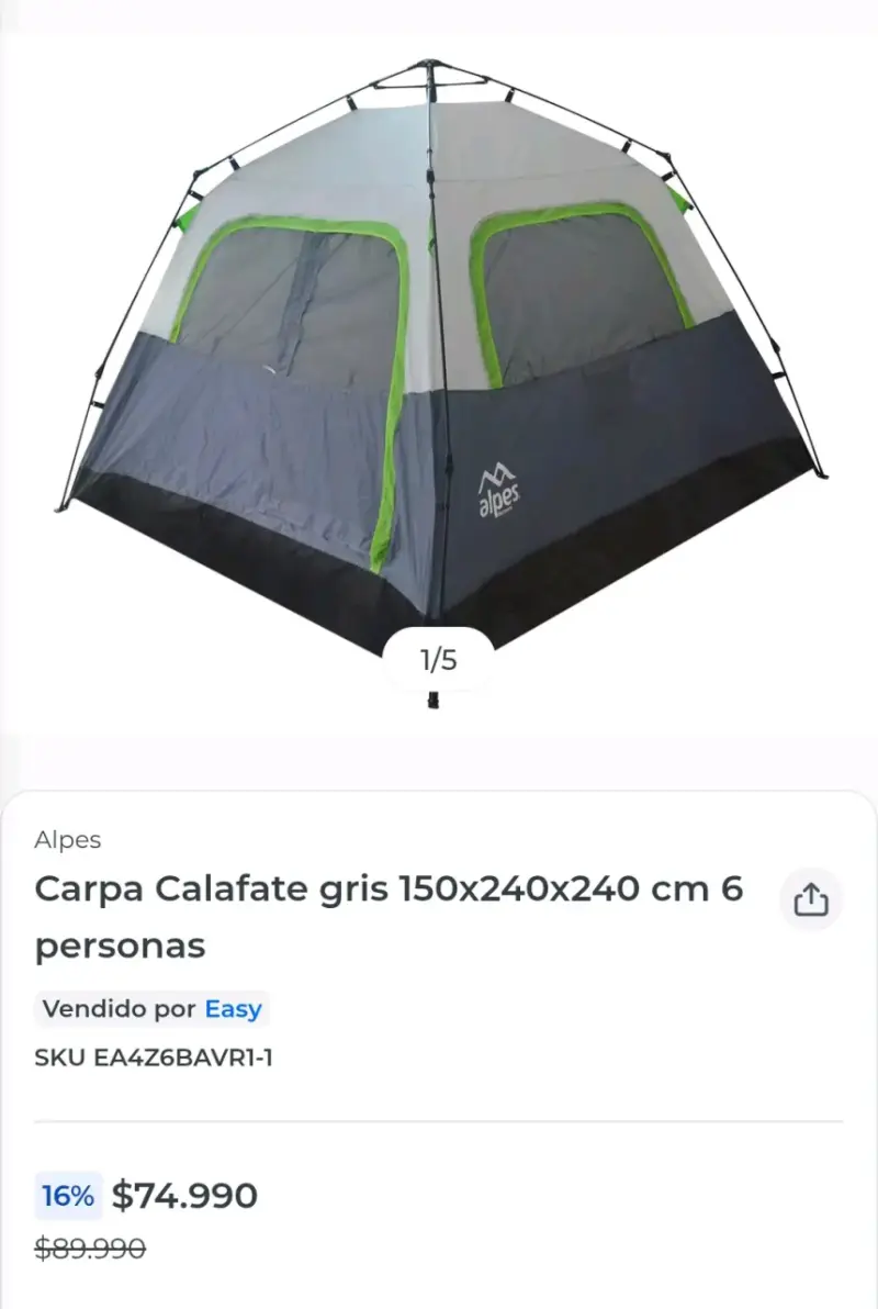 Carpa Alpes autoarmable para camping - 4