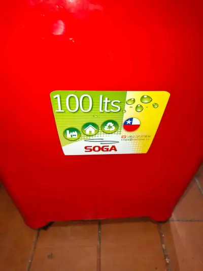 Contenedor de plástico rojo con tapa azul 100lts - miniatura 4