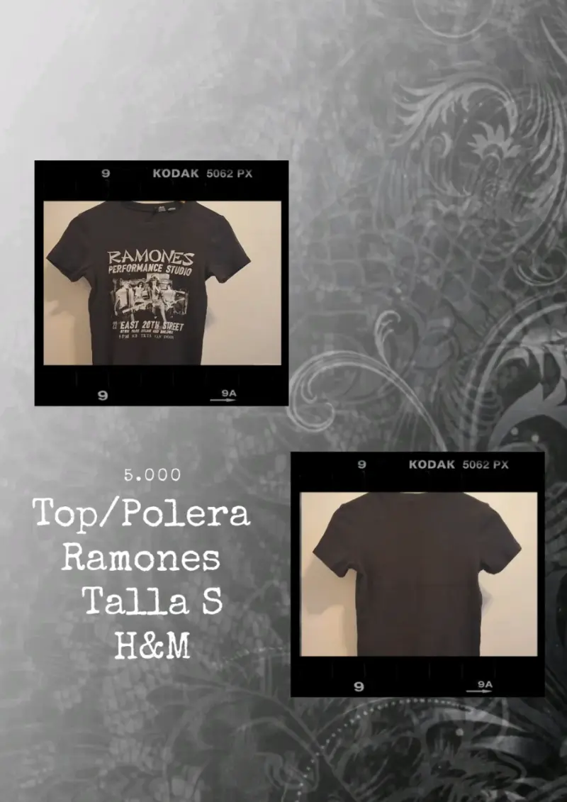 Polera negra Ramones H&M talla S - 1