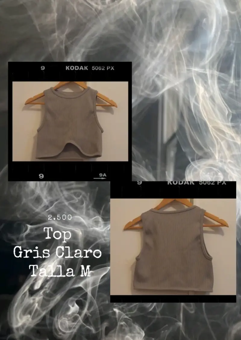 Top sin mangas gris claro talla M - 1