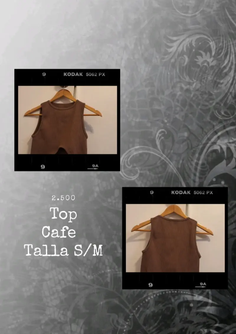 Top café sin mangas talla S/M - 1