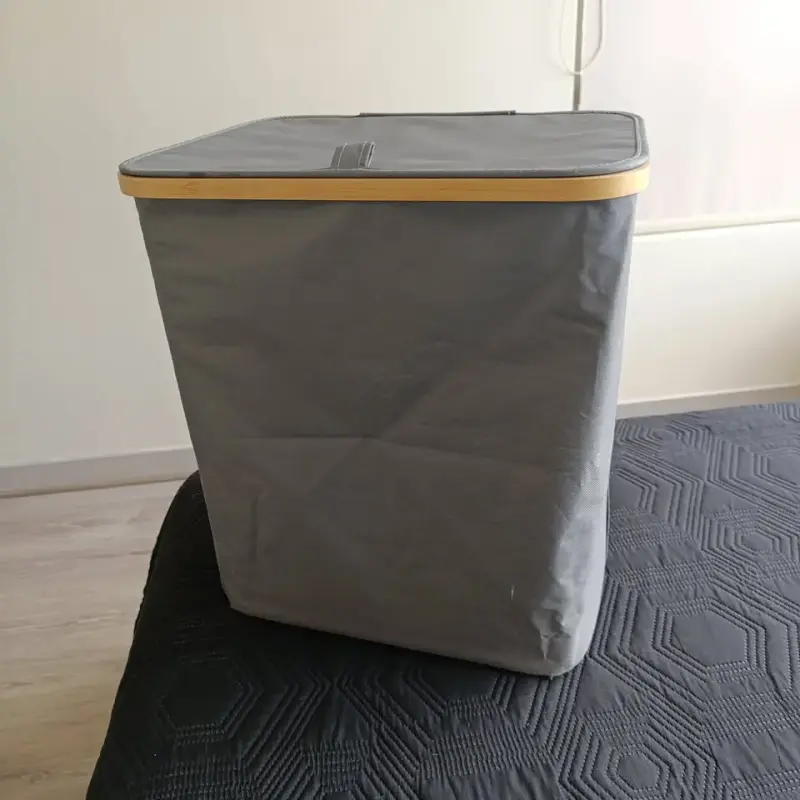 Cesto para ropa sucia gris plegable con marco - 2