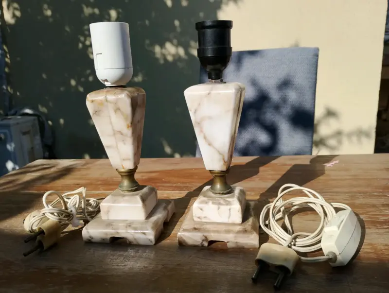 Par de lámparas de mármol vintage - 2