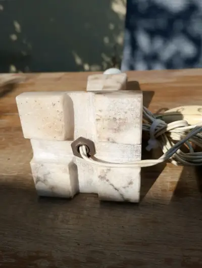Par de lámparas de mármol vintage - miniatura 6