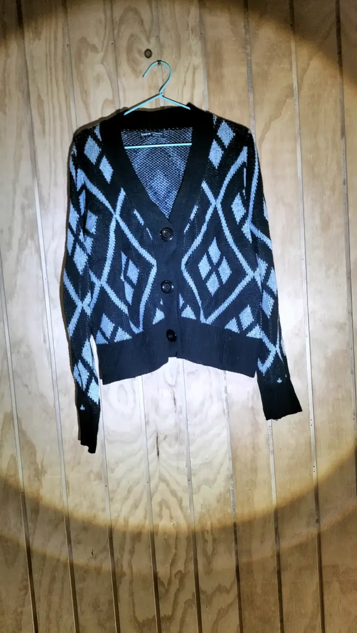 Cardigan Shein negro con diseño geométrico - 2
