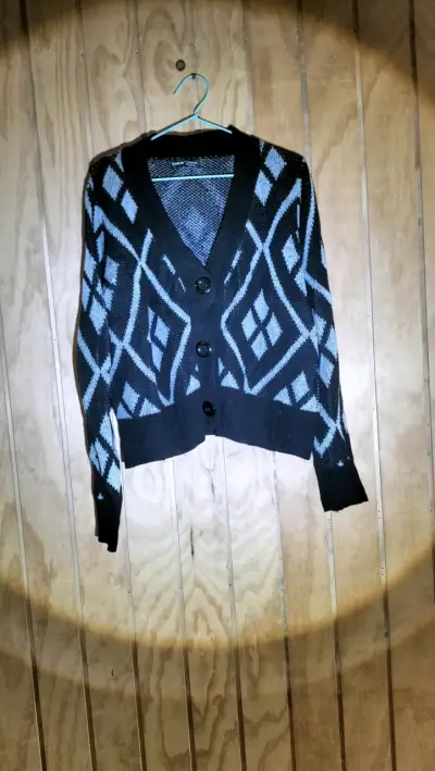 Cardigan Shein negro con diseño geométrico - miniatura 2