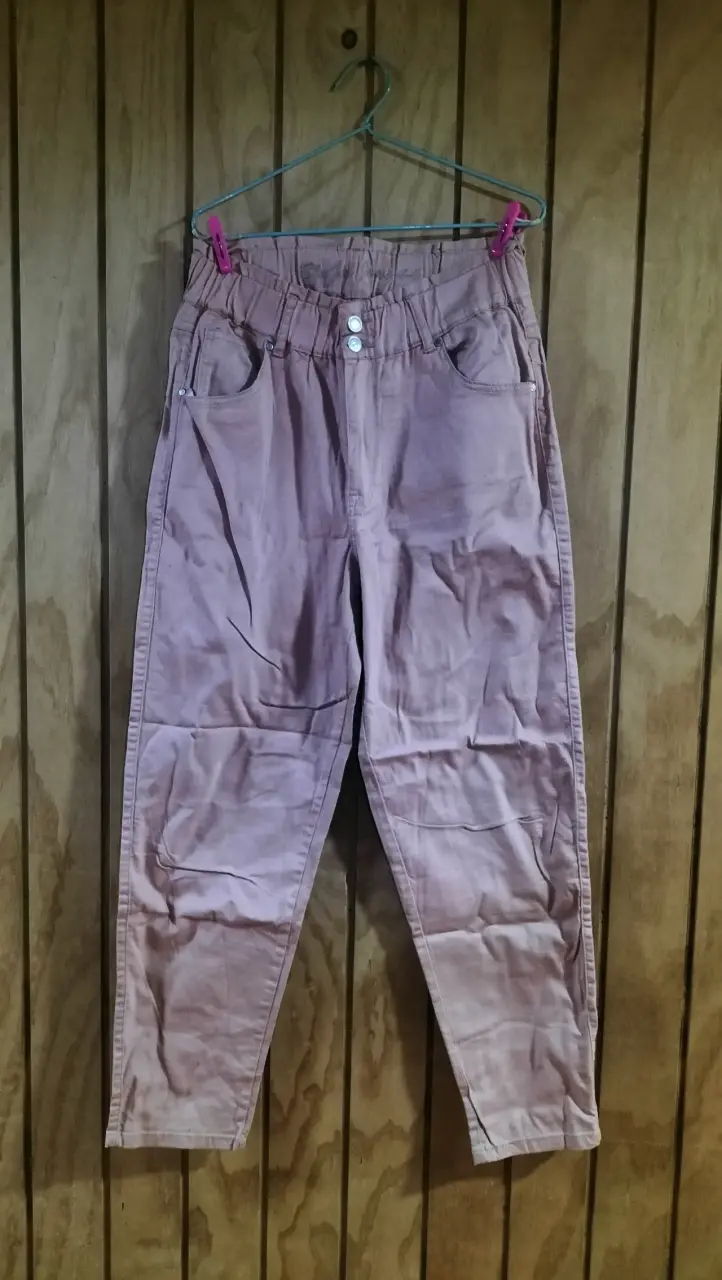 Pantalones rosados de mujer con cintura elástica - 2