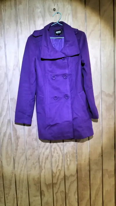 Abrigo morado de lana Index para mujer - miniatura 1