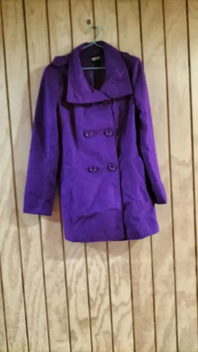Abrigo morado de lana Index para mujer - miniatura 2