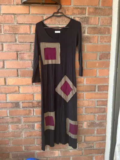 Vestido largo con diseño geométrico Grafito - miniatura 1