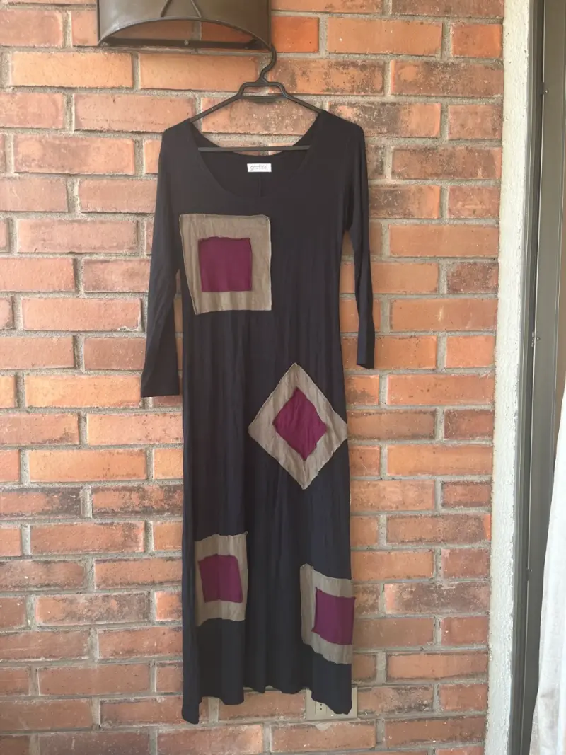 Vestido largo con diseño geométrico Grafito - 2