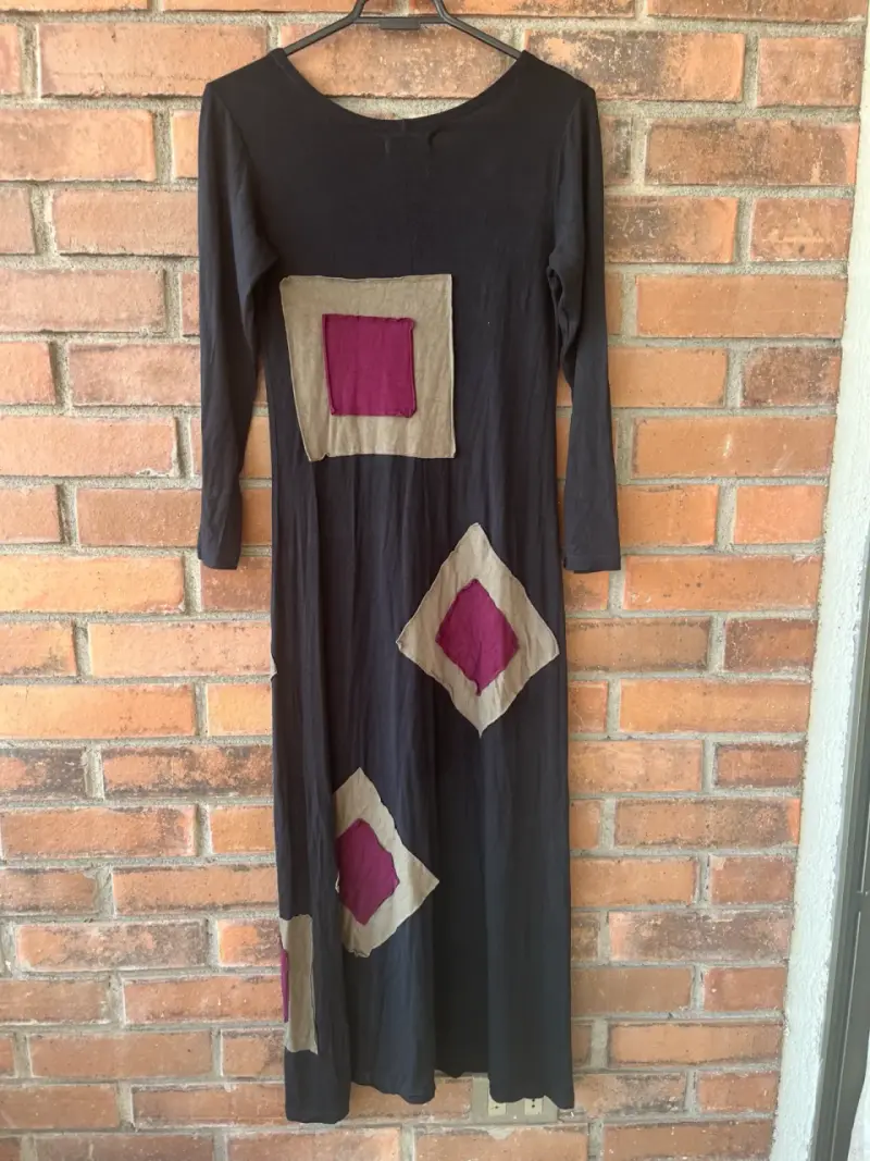 Vestido largo con diseño geométrico Grafito - 4