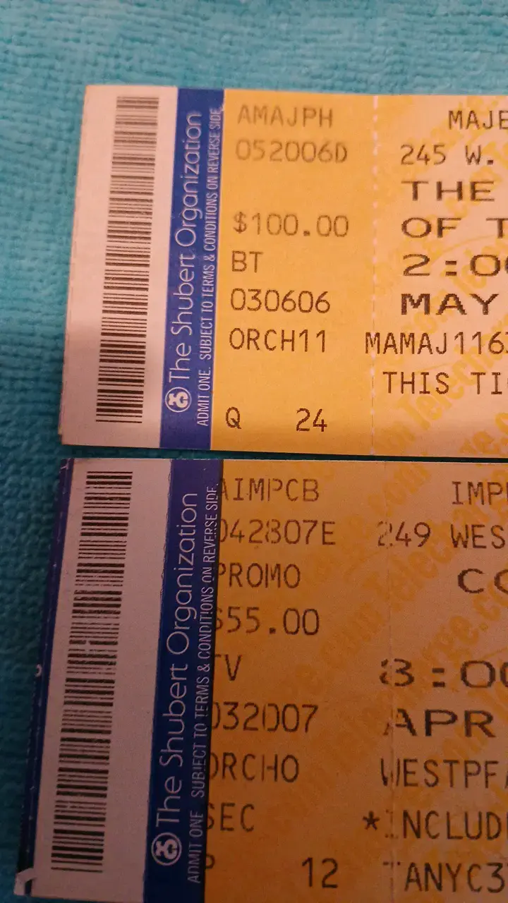 Entradas antiguas de teatro Broadway USA - 3
