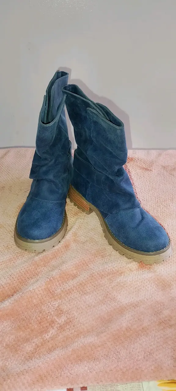 Botas de gamuza azul para mujer - 1