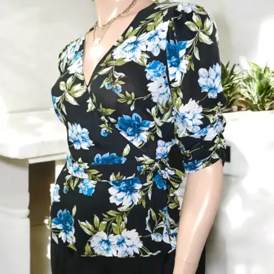 Blusa floral de manga larga para mujer - miniatura 3