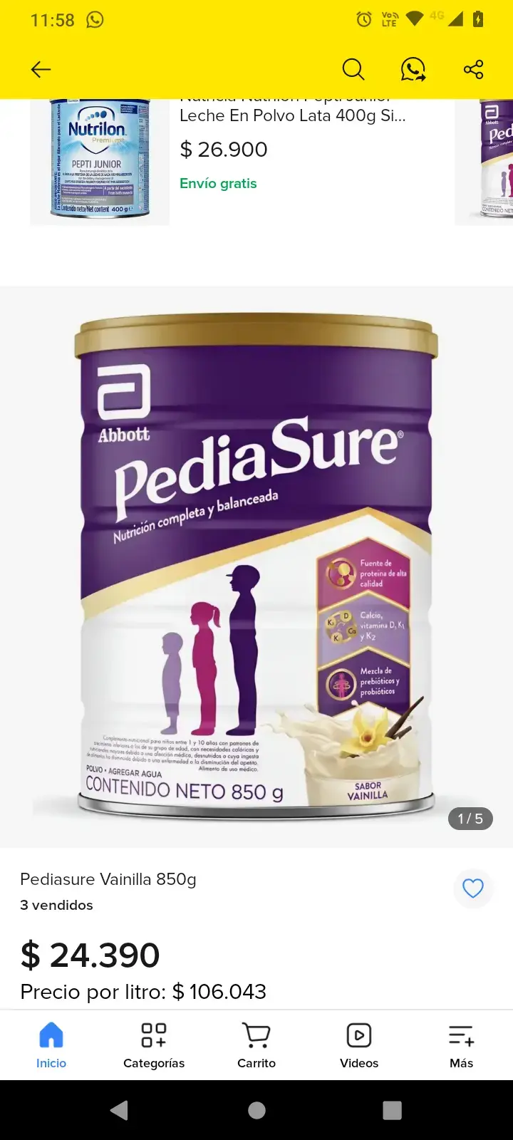 PediaSure Vainilla 850g Nutrición Infantil