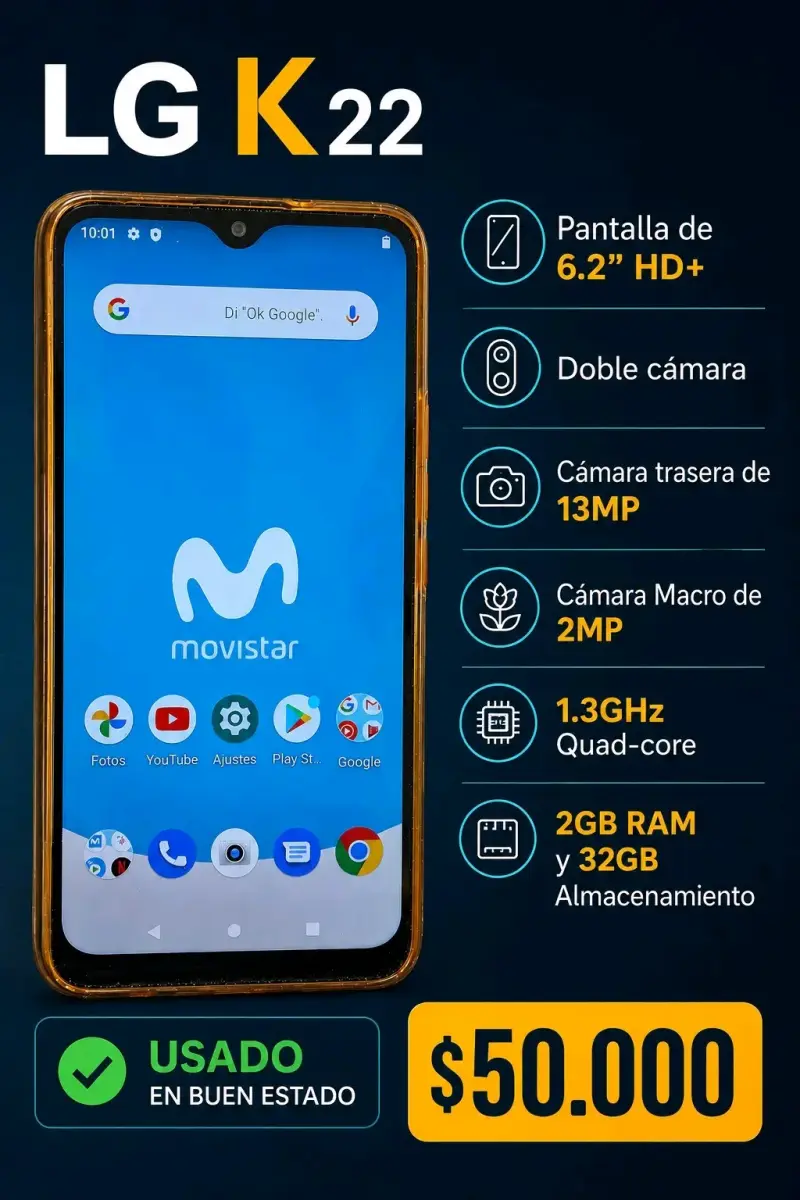 Smartphone LG K22 usado en buen estado