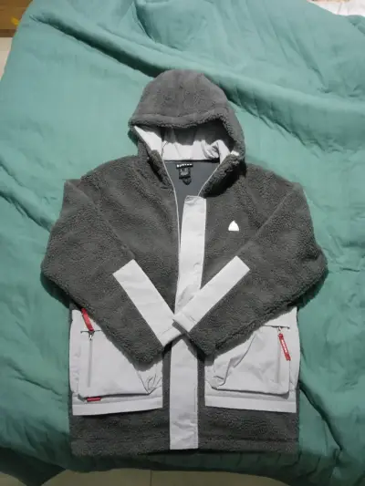 Chaqueta polar gris con capucha Burtons - miniatura 1